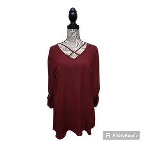 Maurices, Size M, Wine Long Sleeve Blouse